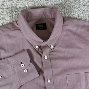 UNTUCKit Men's 2XL Red Houndstooth Wrinkle Free Long Sleeve Button Up Shirt